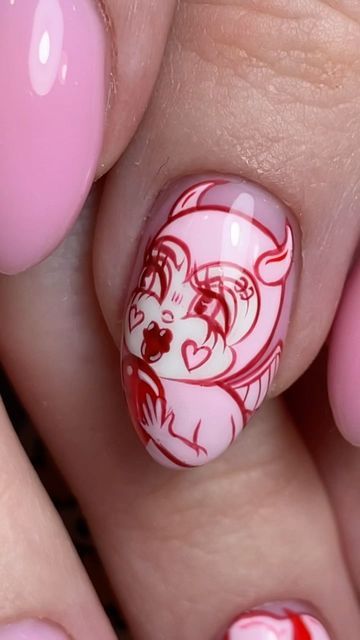 Nail Tech Paintings, Goth Valentines Nails, Creepy Nail Art, Creepy Nails, Creepy Gals, Valentines Nail Art, Nail Desi, Black Studio, Aberdeen Scotland