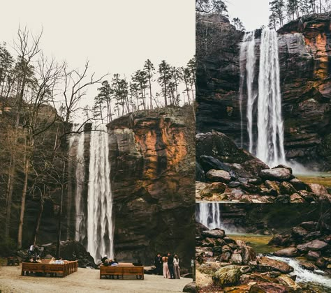 Tocca Falls Georgia Wedding, Toccoa Falls Elopement, Waterfall Wedding Ideas, Toccoa Falls Wedding, Wedding Boho Theme, Tallulah Falls Georgia, Fall Wedding Destinations, Wedding Golf Course, Toccoa Falls