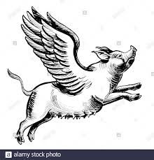 Flying pig. Ink black and white drawing Stock Photo - Alamy Flying Pig Sketch, Flying Pig Drawing, Flying Pig Logo, Flying Pig Tattoo, Flying Pigs Art, Pig Wings, Pig Sketch, Hatch Drawing, Wings Artwork