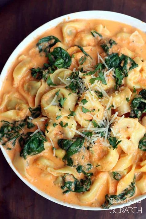 Roasted Red Pepper Tortellini, Red Pepper Tortellini, Spinach Tortellini, Roasted Red Pepper Pasta, Red Pepper Pasta, Tastes Better From Scratch, Tortellini Recipes, Tortellini Pasta, Pepper Pasta