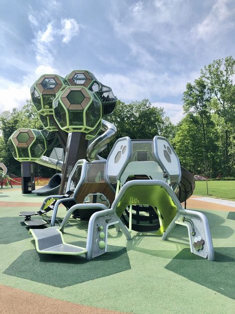 Futuristic Playground, Parkour Playground, Play Structures For Kids, Modern Playground, Geometric Dome, Cool Playgrounds, Public Playground, Kids Play Equipment, Adult Playground