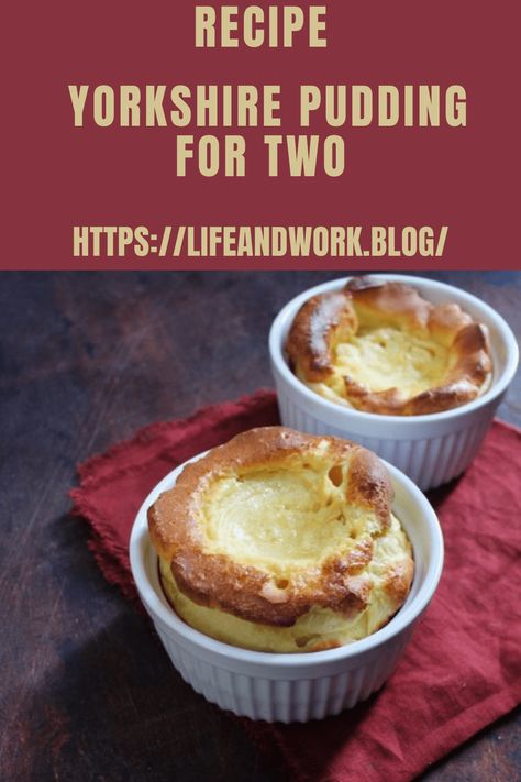 Recipe - Yorkshire Pudding for Two English Pudding, English Dishes, Yorkshire Pudding Recipes, Yorkshire Pudding, Cooking For One, Pudding Recipes, Life Happens, Bread Pudding, Few Ingredients