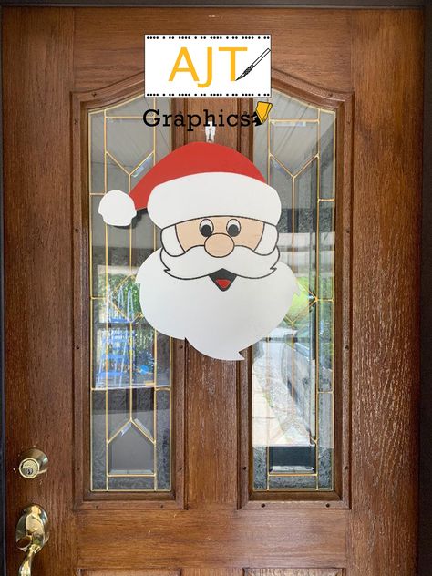 Santa Faces, Painted Santa, Christmas Crafts For Kids To Make, Wooden Santa, Sign Door, Hanger Wall, Stained Glass Christmas, Jolly Santa, Laser Cut Sign