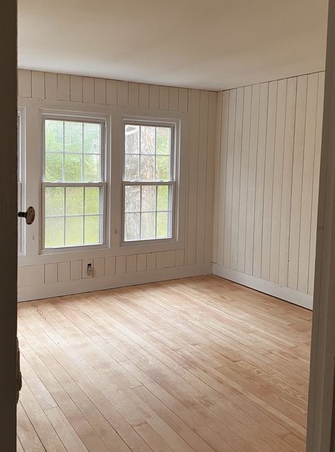 Wood Paneling Makeover, Paneling Makeover, Pretty Little Fawn, Cottage Makeover, Painting Wood Paneling, Cottage Room, Modern Farmhouse Bedroom, Pine Walls, Modern Rustic Decor