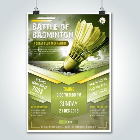 Badminton Serve, Sports Template, Racket Badminton, Badminton Club, Badminton Tournament, Event Proposal, Volleyball Posters, Weekly Planner Design, Badminton Player