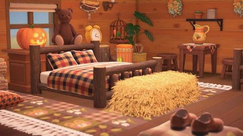 Animal Crossing Autumn Design, Acnh Fall Bedroom, Autumn Acnh Ideas, Animal Crossing Autumn Ideas, Animal Crossing Fall Ideas, Acnh Autumn Design, Autumn Animal Crossing, Animal Crossing Autumn, Acnh Autumn