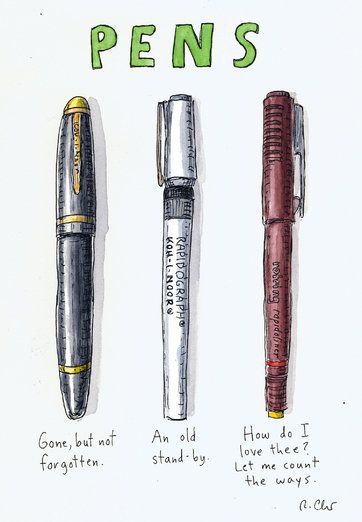 Creative Types From Manolo Blahnik to Milton Glaser on Their Favorite Writing and Drawing Instruments Roz Chast, Drawing Instruments, Milton Glaser, T Magazine, Pencil Pen, Sketchbook Inspiration, Retro Illustration, Ink Pen Drawings, Watercolor And Ink