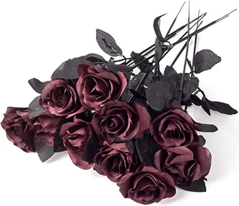 Amazon.com: Yebazy 10pack Wine red Rose Bouquet Artificial Silk Roses Flowers Fake Silk Rose Bouquets for Wedding Party Home Decorations Halloween Decoration : Everything Else Rose Buket, Romance Decor, Bouquets For Wedding, Halloween Table Centerpieces, Office Halloween Decorations, Silk Rose Bouquet, Fabric Bouquet, Bouquet Home Decor, Halloween Flowers