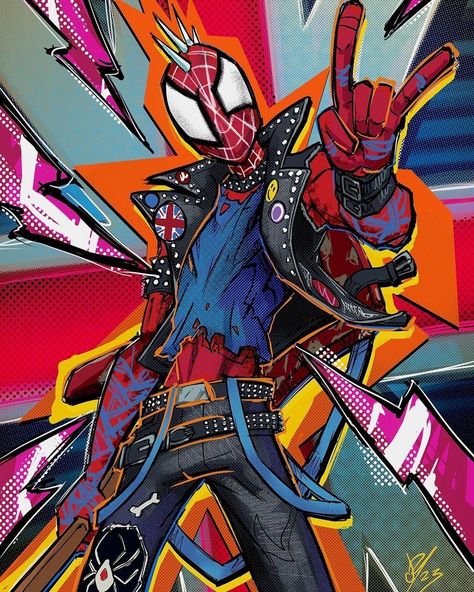 All Spiderman, Spider Punk, Spiderman Art Sketch, Mode Punk, Across The Spider Verse, Spiderman Artwork, Spider Art, Spiderman Pictures, Marvel Spiderman Art