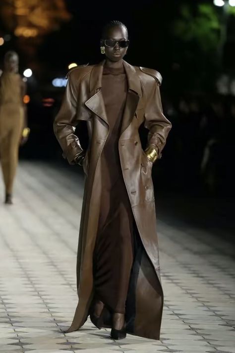 Paris Chanel, Long Leather Coat, Fashion Book, Power Dressing, Anthony Vaccarello, Spring Summer 2023, Looks Chic, Autumn Outfit, Fashion Books