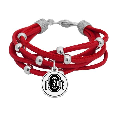 PRICES MAY VARY. This is a trendy red leather bracelet has a great casual look that you can wear to the game or with any ensemble around town. Silver plated charms and beads accent this bracelet perfectly. Support your team! Multi line leather bracelet is approximately 7.5" Silver plated charms and bead accents. Round team logo accent charm is 3/4" across. Officially Licensed NCAA Product by From the Heart Enterprises Ohio State Bracelet, Red Leather Bracelet, Leather Cord Bracelets, Texas Tech Red Raiders, Nebraska Cornhuskers, Ohio State Buckeyes, Strand Bracelet, Georgia Bulldogs, Cord Bracelets