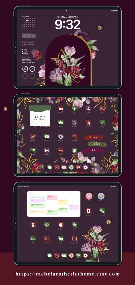 Aesthetic iPad Idea Dark Rose.  #ipadidea #ipadappicon #ipadcustomisation Ios14 Ipad Homescreen, Ipad Ideas Homescreen, Widgy Widgets, Icon Ipad, Ipad Homescreen, Wallpaper Widget, Aesthetic Ipad, Icon Wallpaper, Dark Rose