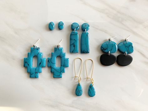 Western Clay Jewelry, Ranch Clay Earrings, Clay Earrings Western, Western Clay Earrings, Western Style Clay Earrings, Handmade Turquoise Polymer Clay Jewelry, Clay Turquoise Earrings, Turquoise Clay Earrings, Turquoise Polymer Clay Earrings