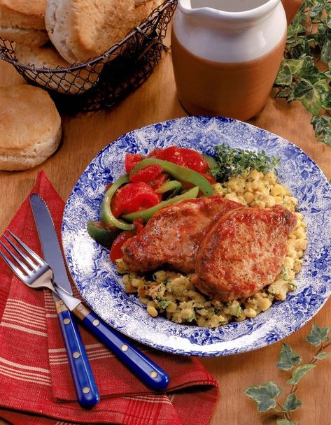 Leftover Pork Chops, Smoked Pork Chops, Chopped Vegetables, Seared Pork Chops, Easy Pork Chops, Braised Cabbage, Leftover Pork, Herb Stuffing, Stuffing Casserole