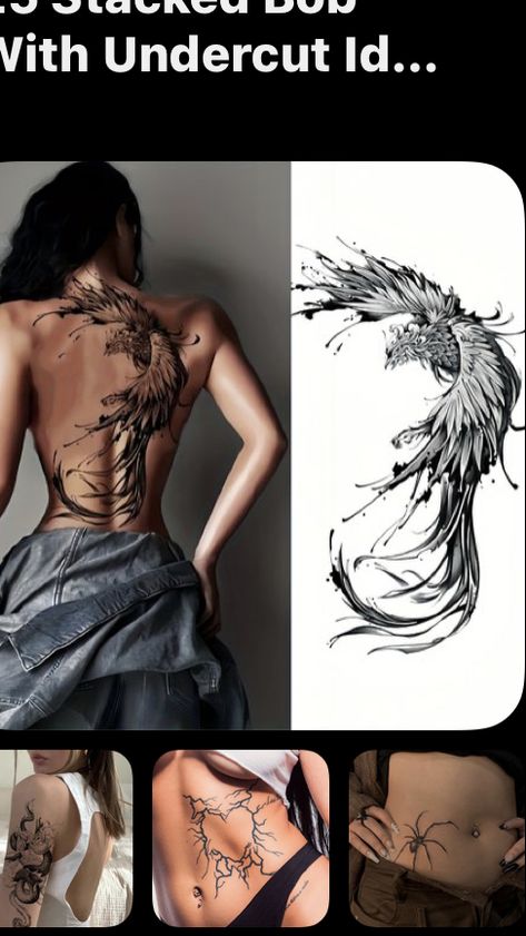 Phoenix Back Tattoo, Masculine Tattoos, Full Back Tattoos, 3d Tattoos, Tattoo Style Drawings, Phoenix Tattoo, Spine Tattoo, Back Tattoo Women, Makeup Tattoos