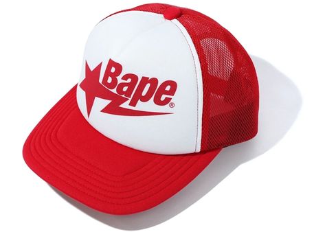 Bape Streetwear, Bape Sta, Apparel Design Inspiration, Truck Caps, Normal Clothes, Mesh Cap, Streetwear Clothing, Red Hats, Streetwear Outfit