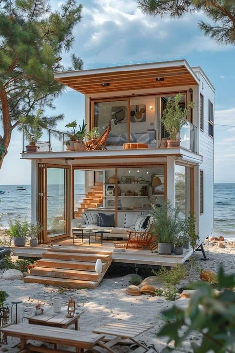 Tiny House Village, Small House Design Exterior, Tiny House Inspiration, Dream Beach Houses, Minimal House Design, Beach House Design, Tiny House Cabin, Tiny House Living, Dream House Exterior