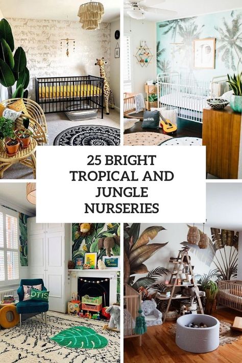 bright tropical and jungle nurseries cover Blue Jungle Nursery, Boy Jungle Nursery, Tropical Nursery Theme, Rainforest Nursery, Jungle Nursery Ideas, Tropical Baby Nursery, Pink Changing Table, Jungle Nursery Boy, Bright Bedding