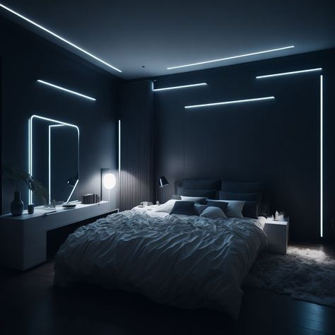 Black And White Modern Bedroom Aesthetic, Black And White Bedroom Ideas Modern Luxury, Dark Luxury Room Aesthetic, Dim Room Aesthetic, Hot Bedroom Ideas, Black Aesthetic Bedroom Ideas, Shifting Bedroom, Black And White Bedroom Ideas Luxury, Minimalist Bedroom Black And White