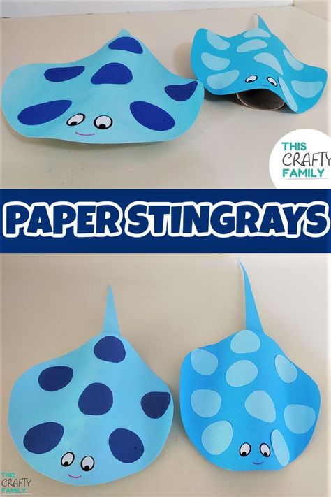 Paper Plate Stingray, Paper Stingray Craft, Sea Animals Art And Craft, Sea Animal Theme Preschool, Stingray Activities For Preschool, Under Sea Crafts For Kids, Under The Sea Projects For Kids, Water Animal Craft, Sea Life Dramatic Play