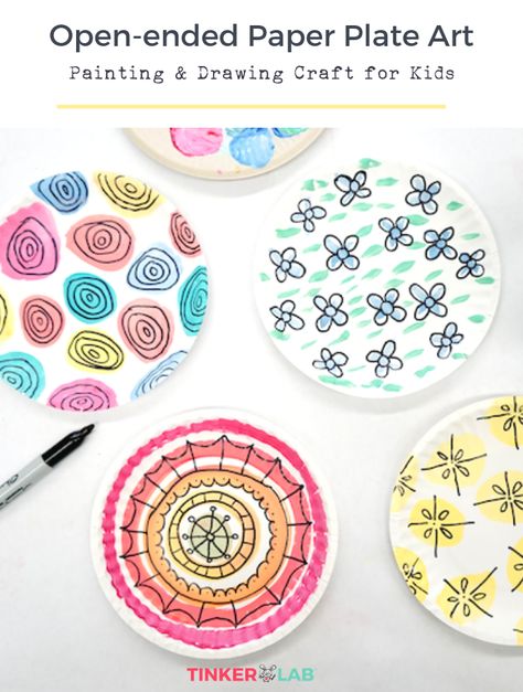 Painting and Drawing Paper Plate Craft | TinkerLab Paper Plate Art, Paper Plate Design, Plate Drawing, Paper Plate Craft, Painting And Drawing, Boost Creativity, Paper Plate Crafts, Drawing Paper, Plate Crafts