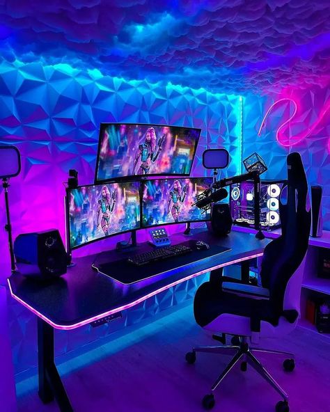 Explore top tips for crafting the perfect gaming desk setup. From ergonomics to personalization, elevate your gameplay and create a space that resonates. Video Game Room Ideas, Game Room Ideas, Games Room Inspiration, Studera Motivation, Gaming Desk Setup, Best Gaming Setup, Computer Gaming Room, Pc Gaming Setup, Gamer Room Decor