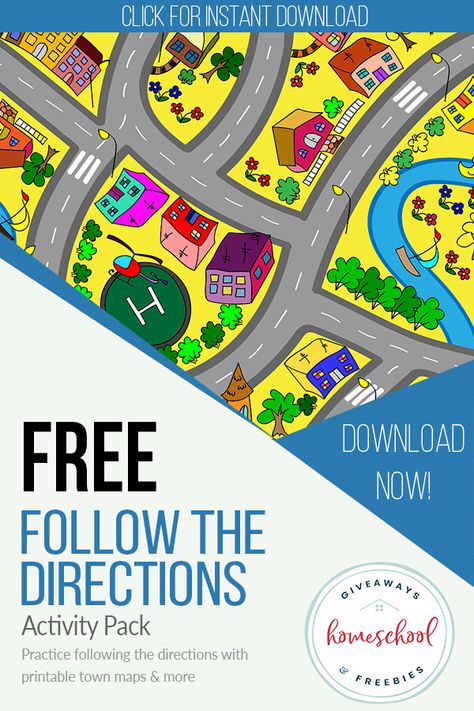 FREE Follow the Directions Activity Pack - Homeschool Giveaways 3 Step Directions Activities, Follow The Directions Worksheet, Direction Activities For Kids, Build A City Printable Free, Follow Directions Activity For Kids, Directions Worksheet For Kids, City Activities For Kids, Directions For Kids, Follow Directions Worksheet