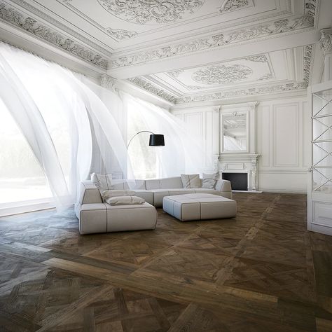 PARQUET HARDWOOD - DivineFlooring Paris Apartment Interiors, Minimal Instagram, Air Design, French Living Rooms, Luxury Floor, Living Room Photos, Flooring Trends, Design Blogs, 아파트 인테리어