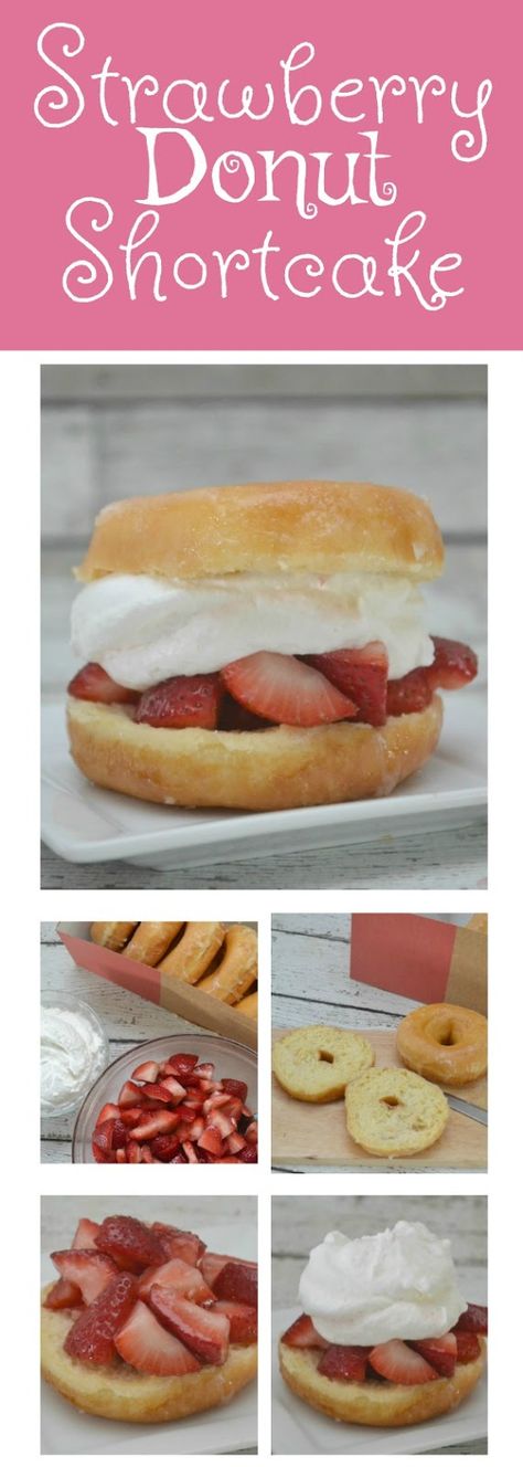 Donut Strawberry Shortcake, strawberry shortcake recipes, easy strawberry desserts, summer desserts, strawberry desserts, Strawberry shortcake with donuts, donut desserts, easy summertime dessert recipes, strawberry shortcake recipe Donut Desserts, Shortcake Recipes, Desserts Strawberry, Doughnut Recipes, Easy Strawberry Desserts, Strawberry Shortcake Cheesecake, Strawberry Shortcake Recipe, Desserts Summer, Strawberry Donuts