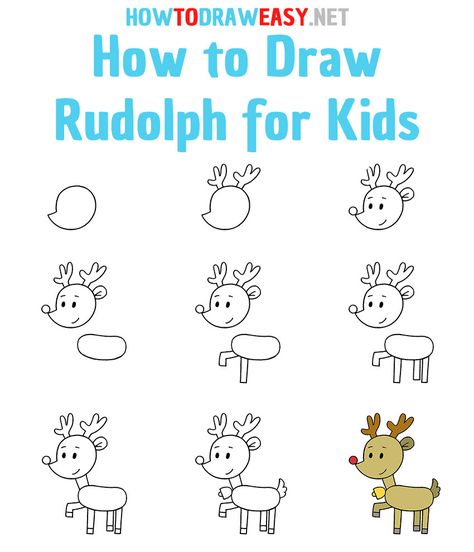 How to Draw Rudolph Step by Step #Rudolph #DrawingRudolph #RudolphDrawing #RudolphtheRedNosedReindeer #SantaReindeer #DrawingRedNosedReindeer #NewYear #MerryChristmas #DrawingNewYear #DrawingMerryChristmas #NewYearDrawing #MerryChrismasDrawing #DrawingDeer #DrawingRudolphStepbyStep How To Draw Reindeer Step By Step, Step By Step Christmas Drawings For Kids, How To Draw Rudolph Step By Step, How To Draw Rudolph, Chismas Drawing, How To Draw Christmas Stuff, Easy Christmas Drawings For Kids, Rudolph Drawing, Christmas Drawings For Kids