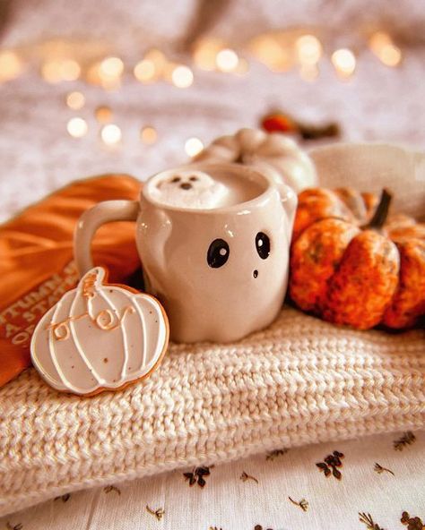 🐻🍂 𝔰𝔥𝔢𝔩𝔩𝔢𝔶-𝔪𝔞𝔯𝔦𝔢 🍂🐻 on Instagram: "👻 blood type: hot chocolate A @whittardofchelsea1886 white hot choc in this lil ghostie from @asda, marshmallow @homebargains and a perfect little pumpkin biscuit from @honeywellbakes 🎃 🍁🍂🎃🍂🍁 #iloveautumn #ilovefallmostofall #autumn #pumpkins #halloween #autumncore #sweaterweather #falliscoming #autumnaesthetic #cozyautumn #hyggelife #instaautumn #autumncore #hygge #stepintoautumn #discoverunder15k #autumnseason #pumpkins #pumpkinspice #f Wallpaper October, Helloween Wallpaper, Fall Mood Board, Cute Fall Wallpaper, Halloween Tattoo, Tapeta Galaxie, Fall Feels, Fall Pictures, Autumn Cozy