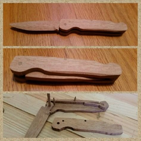 Home made pocket knife from mahogany Diy Wooden Knife, Unique Pocket Knives, Wooden Pocket Knife, Wood Carving Ideas, Wood Carving For Beginners, Diy Knife, Knife Patterns, Wooden Knife, Wood Knife