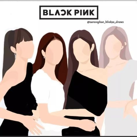 Black Pink Painting Kpop, Black Pink Drawing Easy, Blackpink Canvas Painting, Blackpink Illustration Art, Jisso Birthday, Blackpink Painting, Blackpink Illustration, Flowers For Wallpaper, Pink Drawing