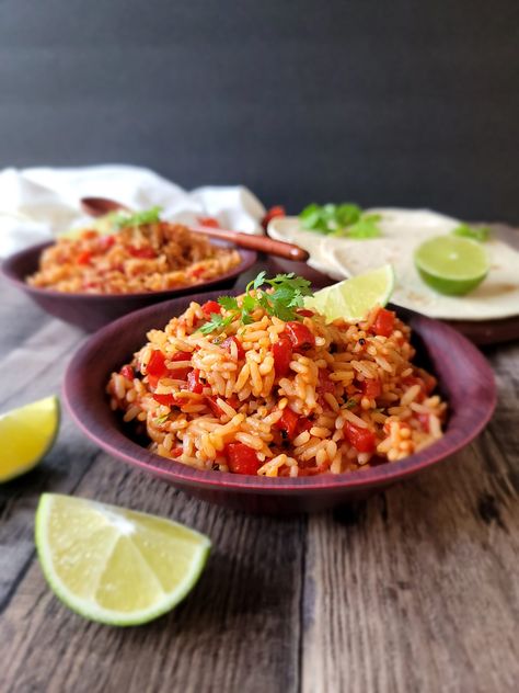 Traditional Mexican Rice, Family Feast Recipes, Mexican Rice Recipes, Tomato Rice, Mexican Rice, Fire Roasted Tomatoes, Traditional Mexican, Fire Roasted, Fresh Lime