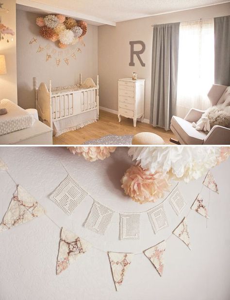 Peach Grey Champagne Nursery Peach Nursery, Power Puff Girl, Girl Nursery Room, Baby Bunting, Grey Nursery, Power Puff, Puff Girl, Baby's Room