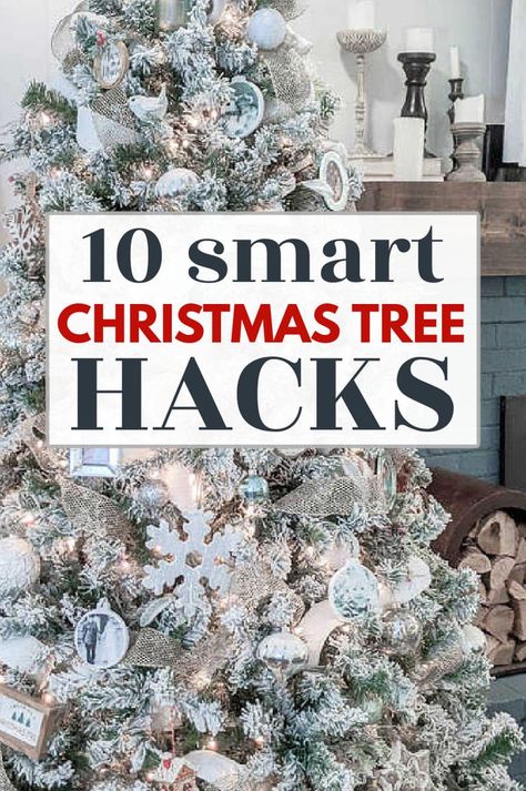 Christmas Tree Hacks, Christmas Tree Decorating Tips, Woodland Christmas Tree, Christmas Tree Storage, Christmas Tree Decorating Themes, Pencil Christmas Tree, Flocked Christmas Trees, Christmas Tree Inspiration, Ribbon On Christmas Tree