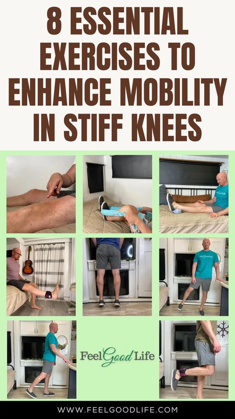 Stiff Knees Exercise, Knee Mobility Stretches, Knee Flexibility, Knee Mobility, Stiff Knee, Knee Workout, Aching Knees, Shoulder Pain Exercises, Knee Strengthening