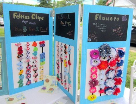 Crochet Display, Hair Clip Display, Hair Display, Hair Bow Display, Work Signs, Hair Accessories Display, Craft Booths, Art Fair Booth, Craft Show Booths