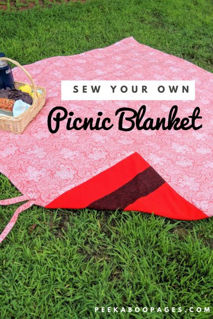 Sew Your Own Picnic Blanket | Peek-A-Boo Pages Diy Picnic Blanket, Sewing Tablecloth, Picnic Blanket Diy, Picnic Blanket Pattern, Busy Blanket, Diy Picnic, Blanket Tutorial, Waterproof Picnic Blanket, Picnic Quilt