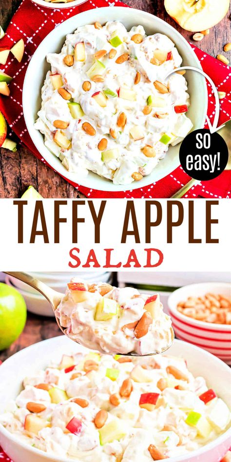 Taffy Apple Salad Recipe, Pineapple Salad Recipes, Taffy Apple Salad, Apple Salad Recipe, Snicker Apple Salad, Summer Desserts Easy Healthy, Taffy Apple, Peanut Salad, Pineapple Salad