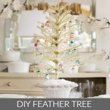 DIY Feather Tree :: #christmasdecoration #christmascraft Diy Feather Tree, Feather Trees Diy How To Make, Wool Feather Tree Tutorial, Diy Feather Tree How To Make, Christmas Tree Ostrich Feathers, Christmas Tree Feather Boa, Feather Tree, Homemade Holiday, Christmas 2017