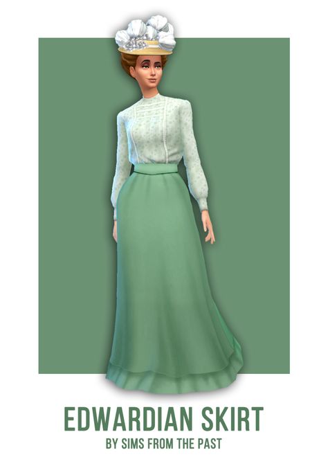 Edwardian Skirt, Sims Download, Sims 4 Decades Challenge, Victorian Skirt, Sims Medieval, Sims 4 Challenges, Sims 4 Mm Cc, Hairstyle Tutorials, Casas The Sims 4