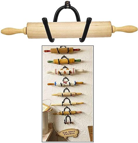 Rolling Pin Holder Rolling Pin Display Rack Rolling Pin Storage - the rack is adjustable to fit your different sizes, Decorative Colonial Wall Décor - Classic design blends with any decorating style: Amazon.co.uk: Kitchen & Home Colonial Wall Decor, Rolling Pin Display, Rolling Pin Holder, Pin Storage, Pin Display, Pin Holder, Wall Mounted Hooks, Rolling Pins, Creative Valentines