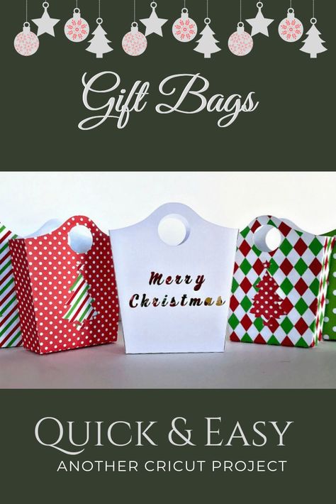 Cricut Project - Quick Small Gift Bags | Pattern Paradise How To Make Small Gift Bags Out Of Paper, Gift Bag Svg Free, Cricut Gift Bags Template, Paper Gift Bag Template, Cricut Gift Bags, Cricut Gift Boxes, Cricut Holiday Projects, Gift Bag Decorating Ideas, Cricut Noel