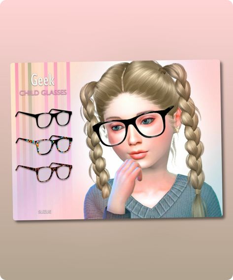 Sims 4 Glass CC: Suzue  Geek Child Glasses Sims 4 Child Accessories Cc, Sims 4 Child Mods, Sims Kids Cc, Sims 4 Cc Download, Goth Choker, Sims 4 Children, Model Nails, Kids Glasses, Best Sims