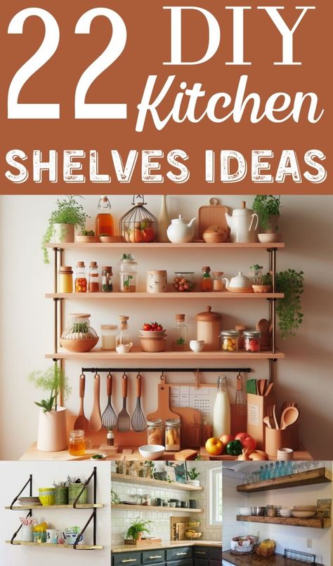 If you are looking for extra storage space in your kitchen, you should consider adding shelves to your kitchen. DIY Kitchen Shelves are the best way to add extra storage space or to enhance your kitchen’s decor. Diy Open Shelving Kitchen Cabinets, Diy Kitchen Shelving, Diy Kitchen Counter Shelf, Kitchen Shelves Instead Of Cabinets Diy, Diy Wall Shelves Easy Cheap Kitchen, Floating Spice Shelf, Diy Kitchen Shelf, Open Kitchen Shelving Ideas, Wall Shelves Diy