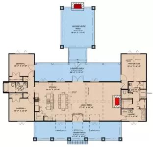 One-Level Mountain House Plan with Open-Concept Living Space - 2050 Sq Ft - 70665MK | Architectural Designs - House Plans Building Binder, Ranch Addition, Retirement House Plans, Prairie Design, Barn Homes Floor Plans, 3d Floor Plans, Barn Style House Plans, Small House Floor Plans, Mountain House Plans