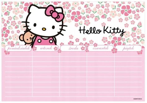 Hello Kitty School Schedule, Sanrio Timetable, Hello Kitty School, School Timetable, Note Writing Paper, Hello Kitty Coloring, Kitty Drawing, Hello Kitty Drawing, School Planner