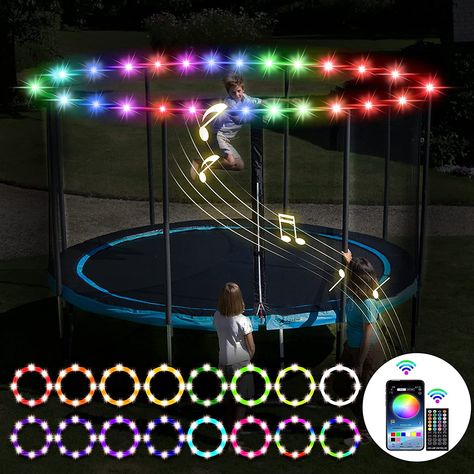 SUVEUS 52Ft Trampoline Lights, Waterproof LED Lights for 16Ft 15Ft 14Ft 12Ft 10Ft Trampoline, 16 Colors Change with Remote and App Control, Sync up to Music, Super Bright for Kids to Play at Night Trampoline Lights, Trampoline Tent, Outdoor Trampoline, Backyard Trampoline, Waterproof Led Lights, Kids Trampoline, Trampolines, Heavy Rain, Bright Led Lights