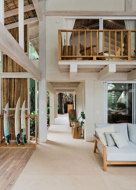 Small Beach House Interior, Costa Rica Beach House, Surf Style Home, Island Style Home, Villa Concept, Surf Room Decor, Bay Cottage, Barn Remodel, Santa Teresa Costa Rica